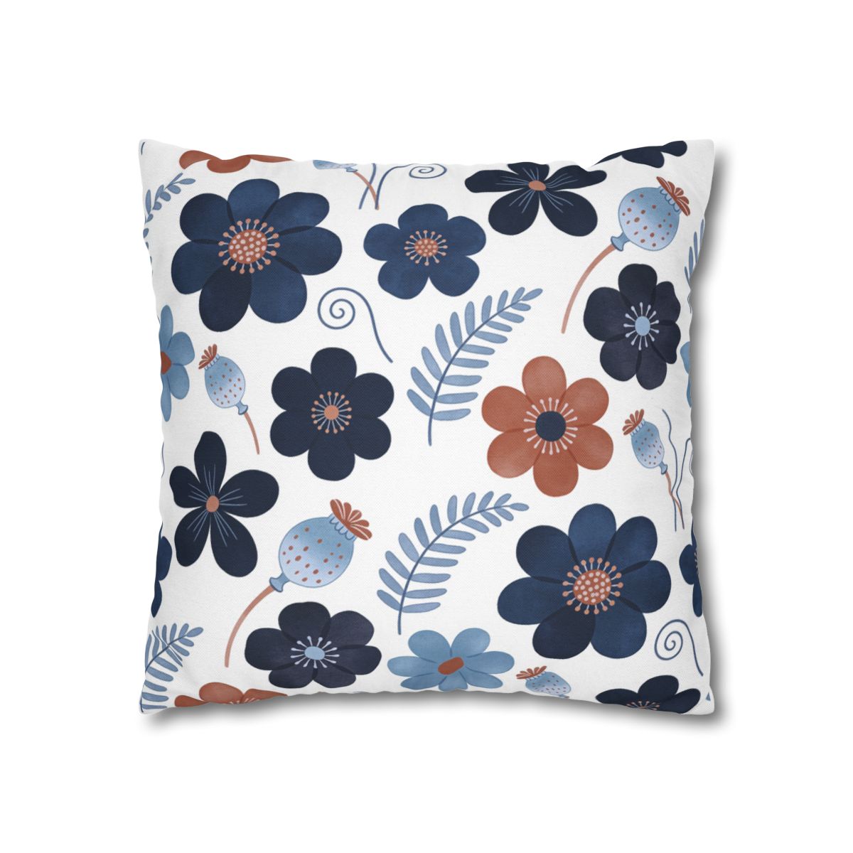HD Midnight Meadow Florals Square Polyester Pillow Cover — additional view
