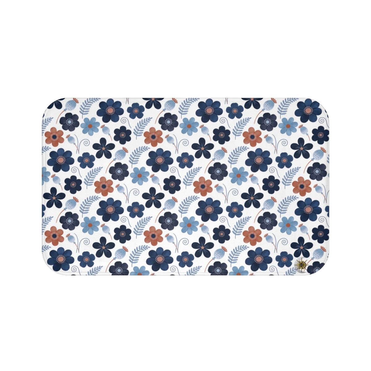 HD Midnight Meadow Florals Memory-Foam Bath Mat