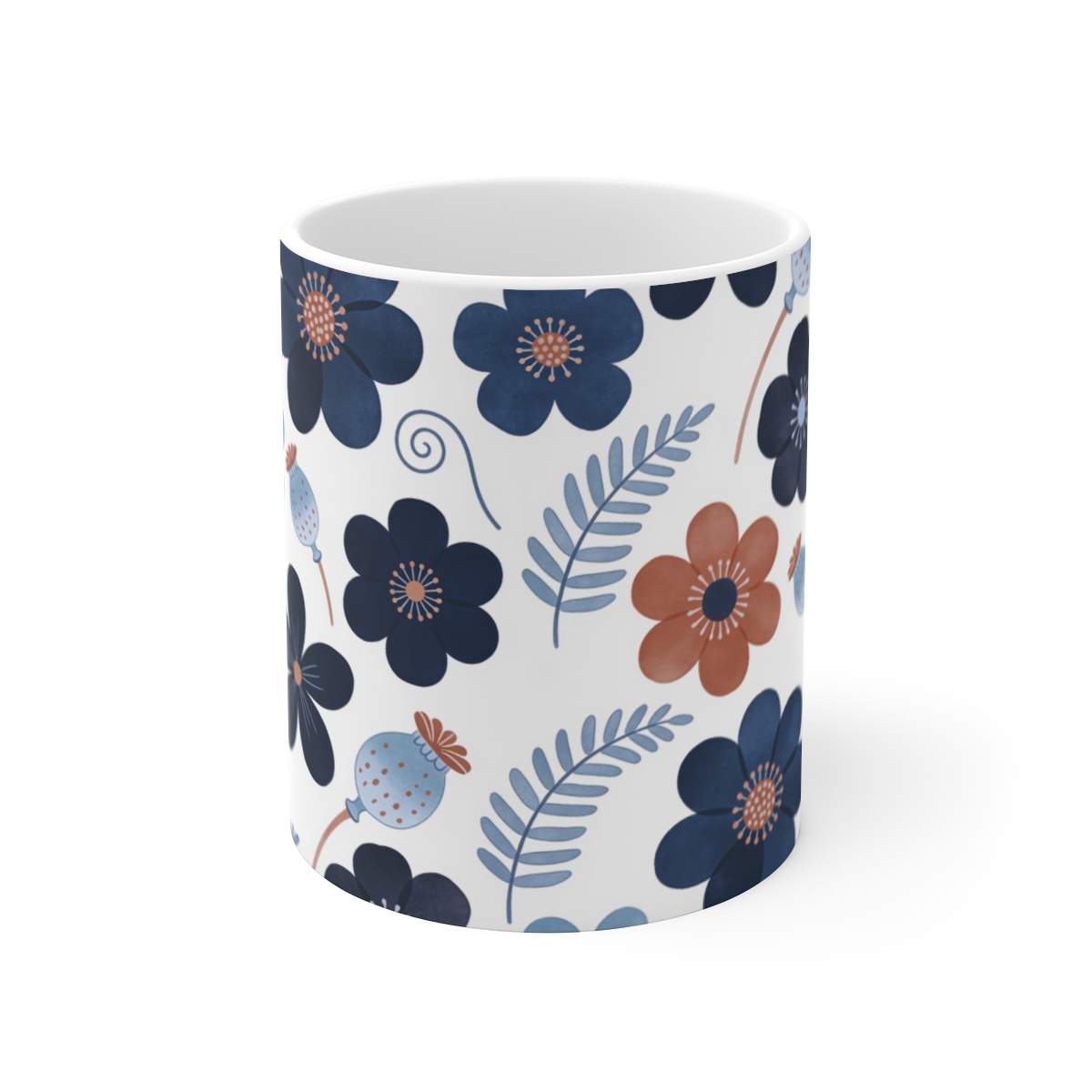 HD Midnight Meadow Florals Ceramic Mug 11oz