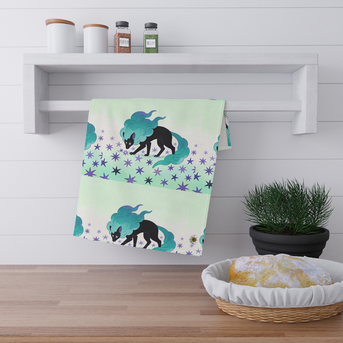 HD Stardrift Wolf 100% Cotton Twill Tea Towel