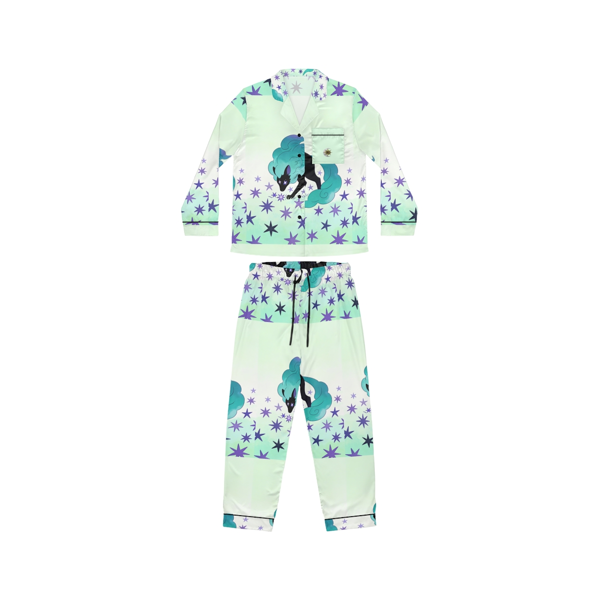 HD Stardrift Wolf Women’s Satin Pajama Set