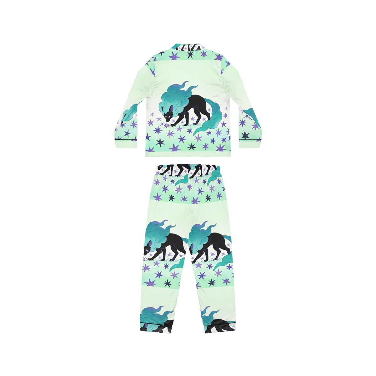 HD Stardrift Wolf Women’s Satin Pajama Set — additional view