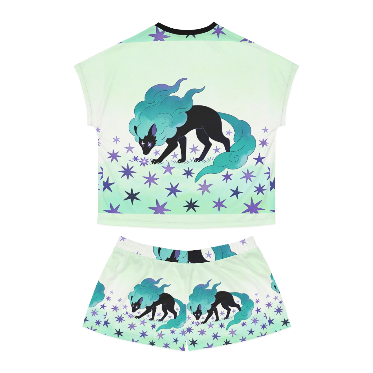 HD Stardrift Wolf Women’s Short Pajama Set — additional view