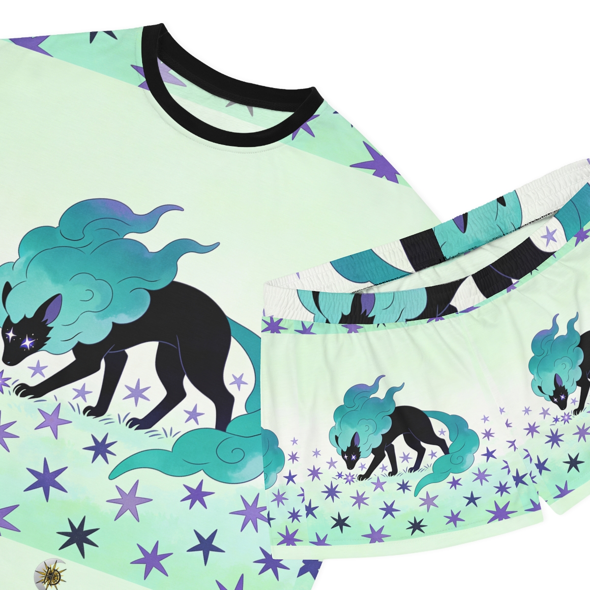 HD Stardrift Wolf Women’s Short Pajama Set — additional view
