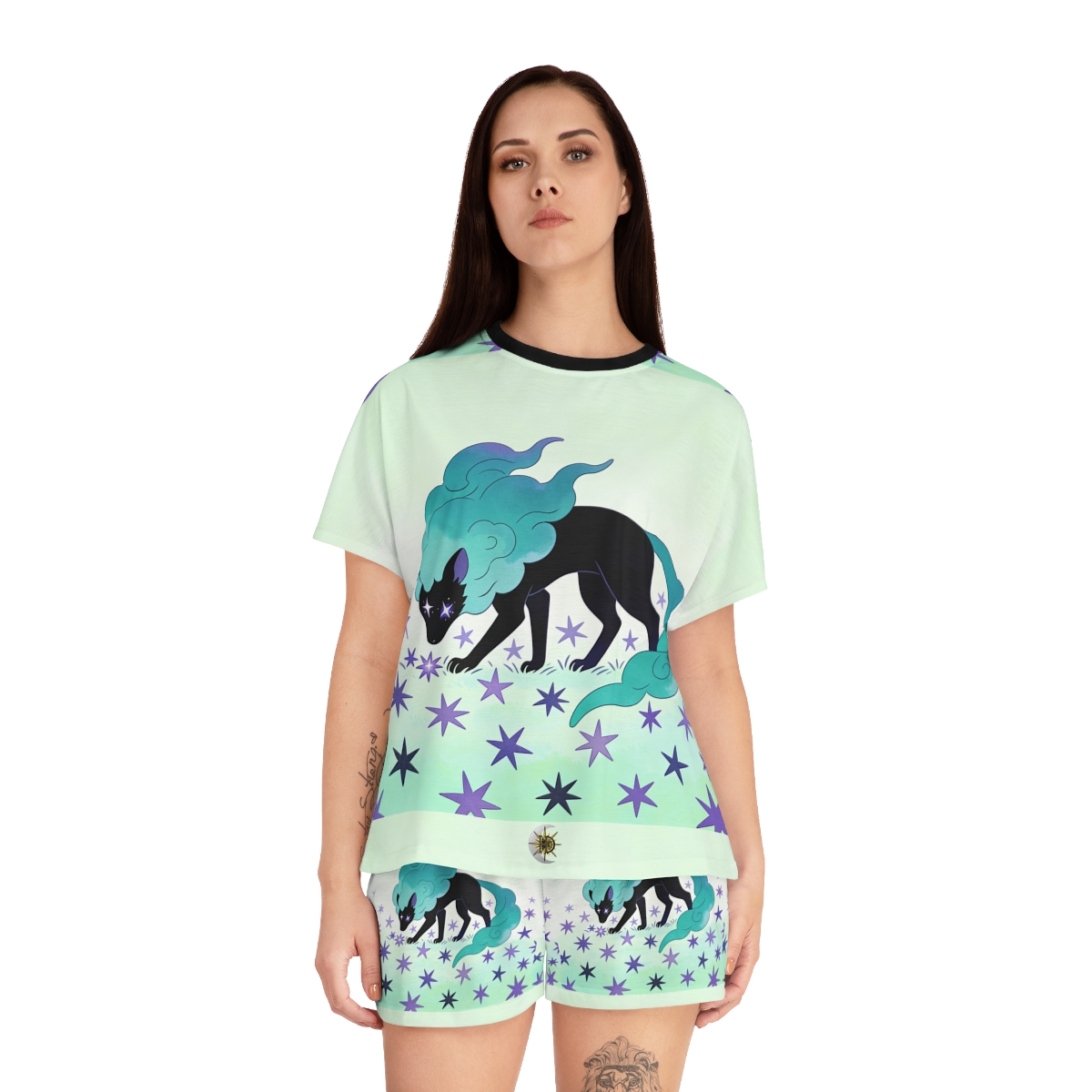 HD Stardrift Wolf Women’s Short Pajama Set — additional view