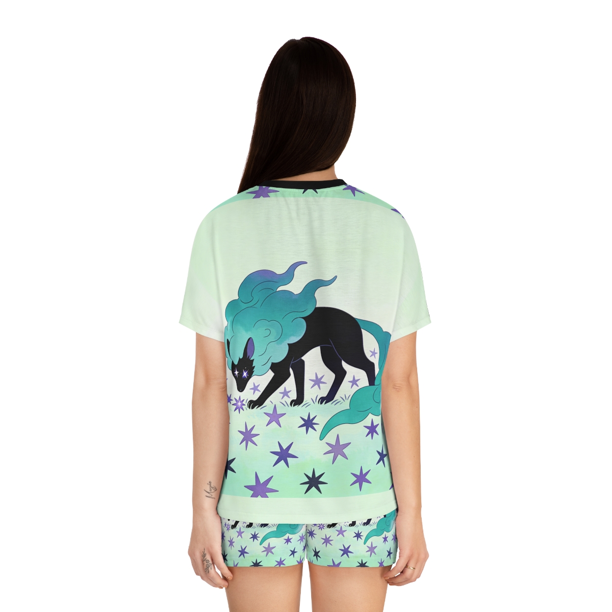HD Stardrift Wolf Women’s Short Pajama Set — additional view