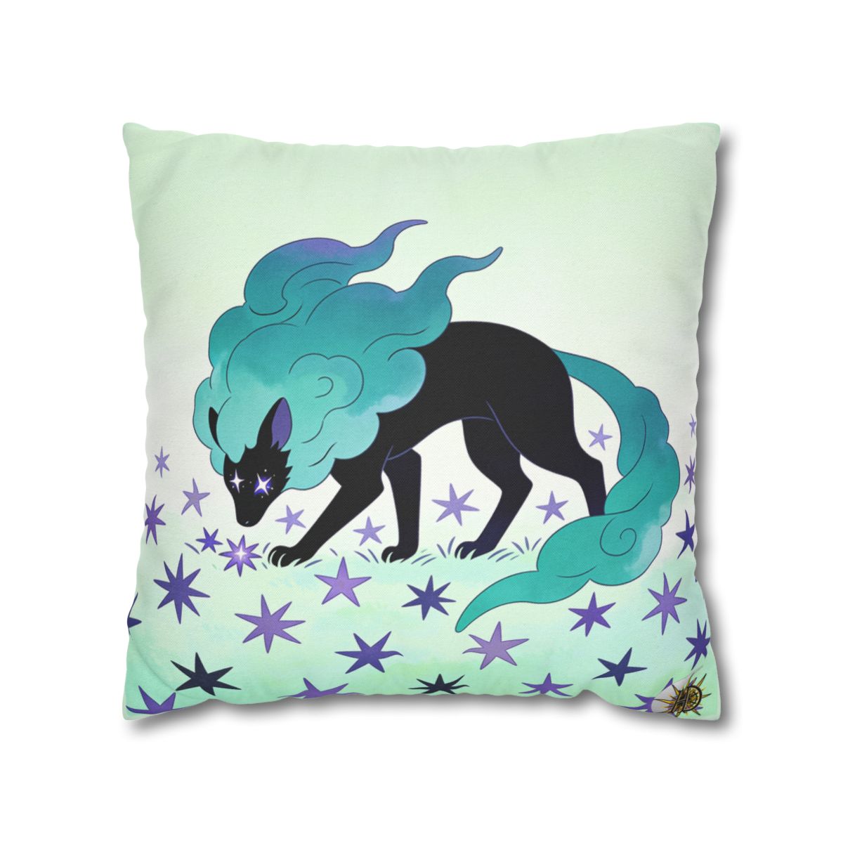 HD Stardrift Wolf Square Polyester Pillow Cover — additional view
