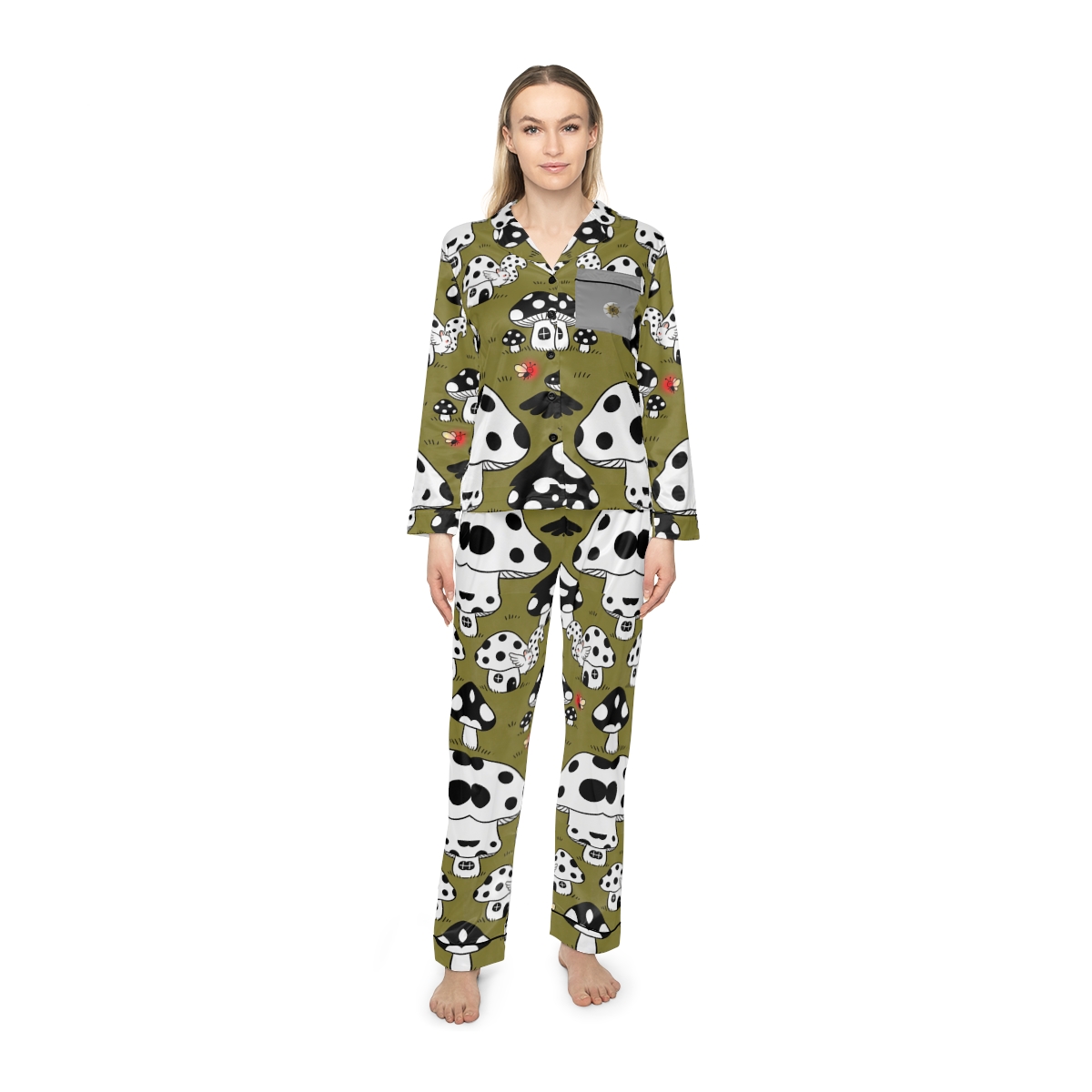 HD Polkadot Hollow Women’s Satin Pajama Set — additional view