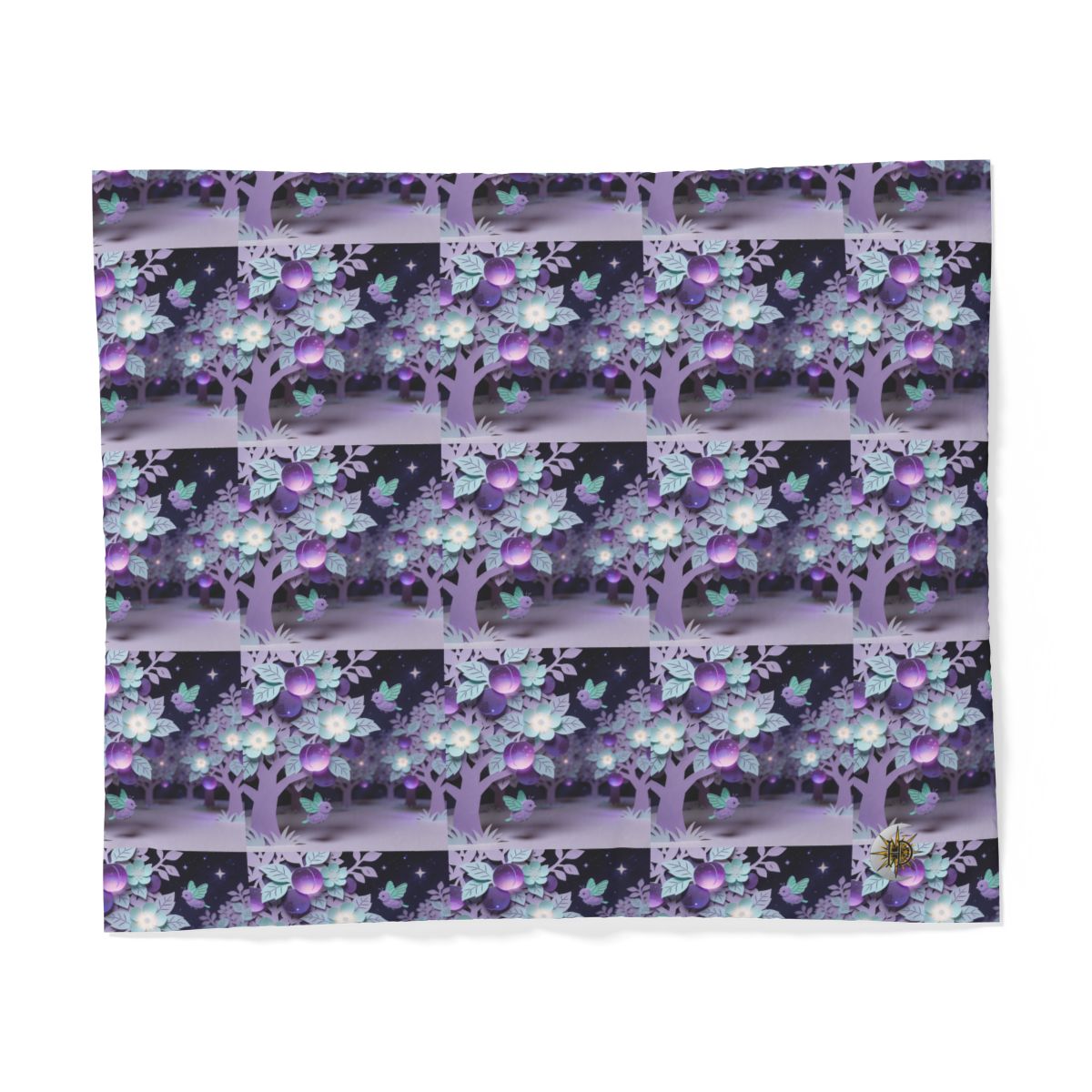 HD Violet Orchard Sprites 100% Cotton Duvet Cover — additional view