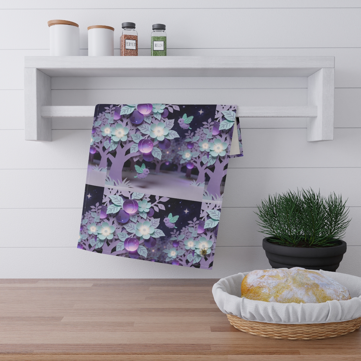 HD Violet Orchard Sprites 100% Cotton Twill Tea Towel
