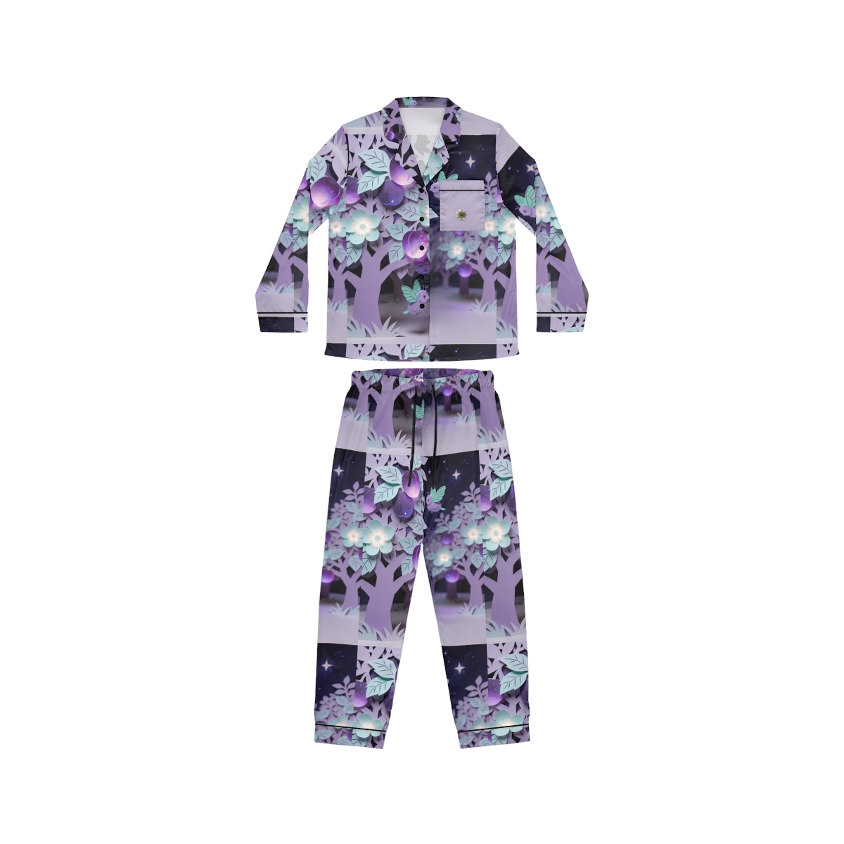 HD Violet Orchard Sprites Women’s Satin Pajama Set