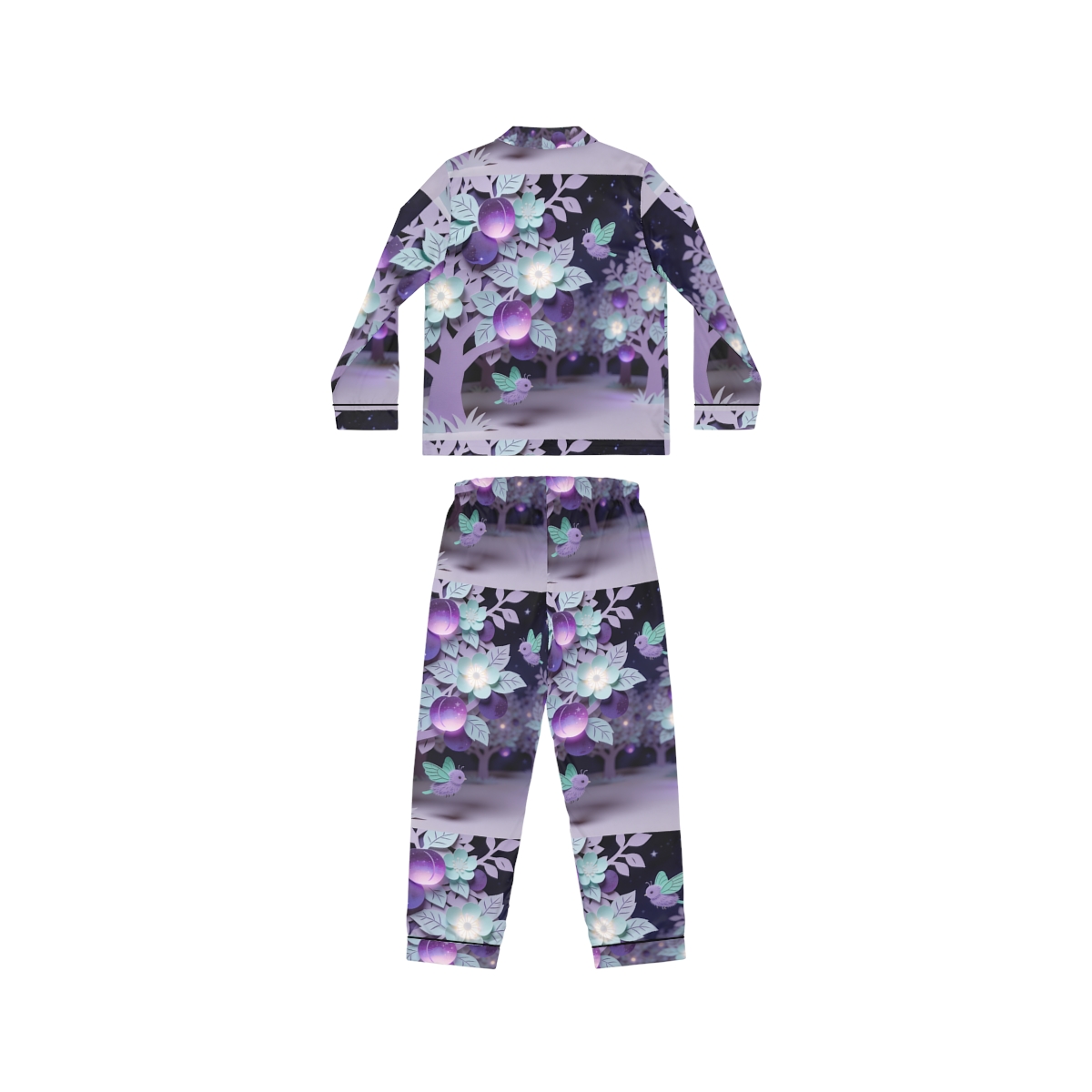 HD Violet Orchard Sprites Women’s Satin Pajama Set — additional view