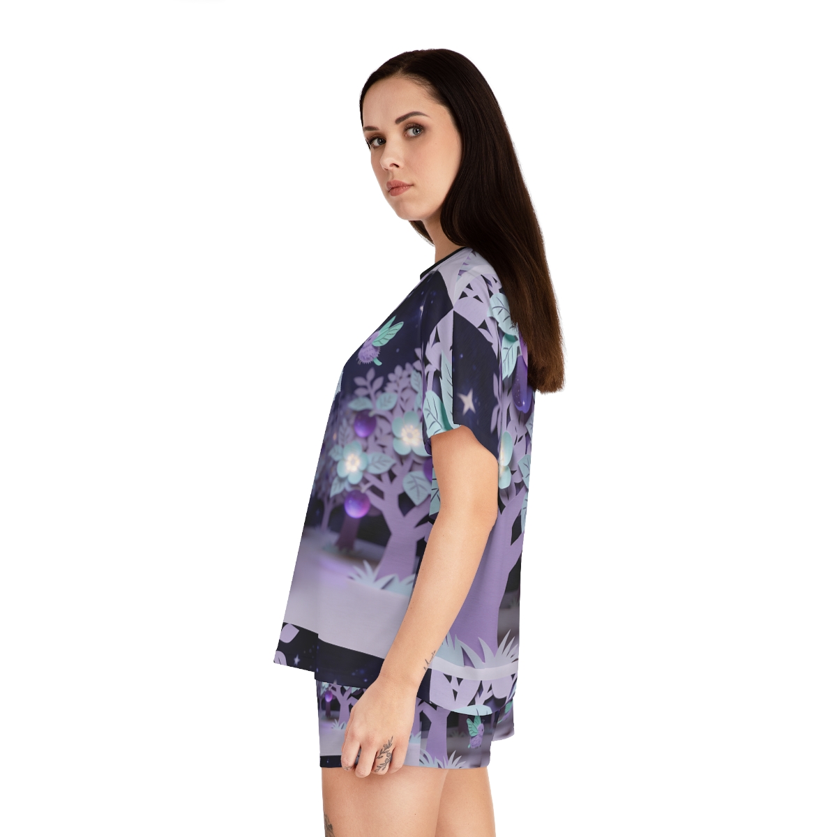 HD Violet Orchard Sprites Women’s Short Pajama Set — additional view