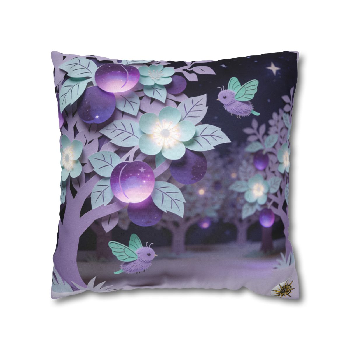 HD Violet Orchard Sprites Square Polyester Pillow Cover — additional view