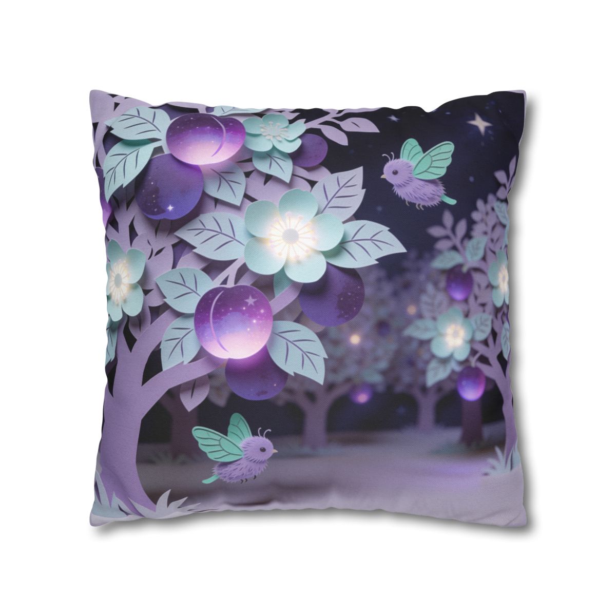 HD Violet Orchard Sprites Square Polyester Pillow Cover — additional view