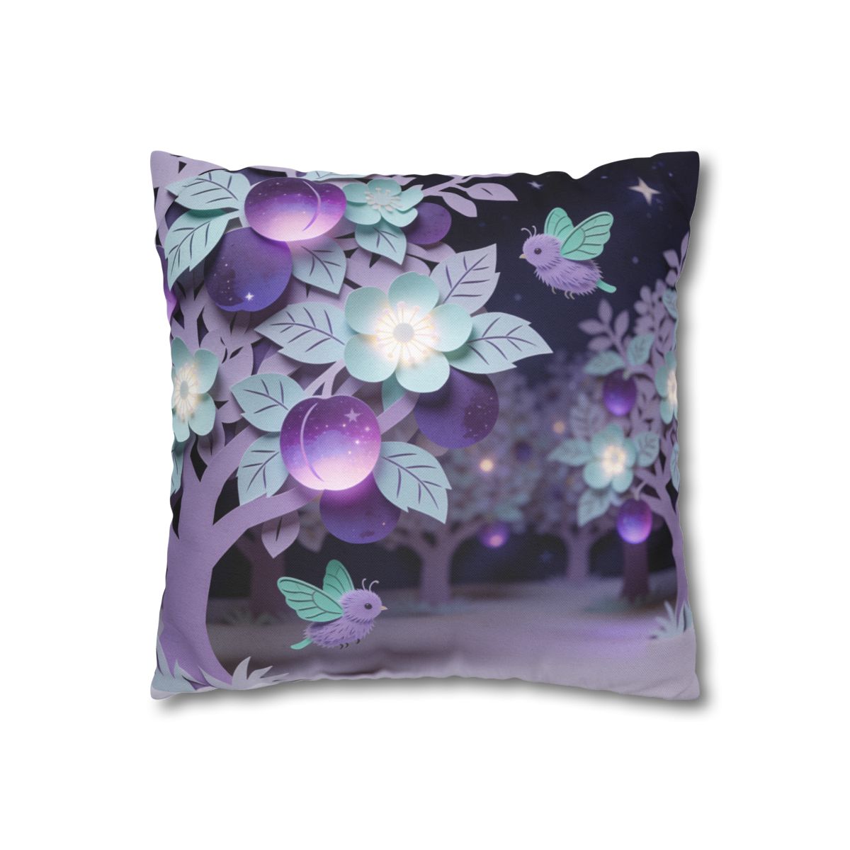 HD Violet Orchard Sprites Square Polyester Pillow Cover — additional view