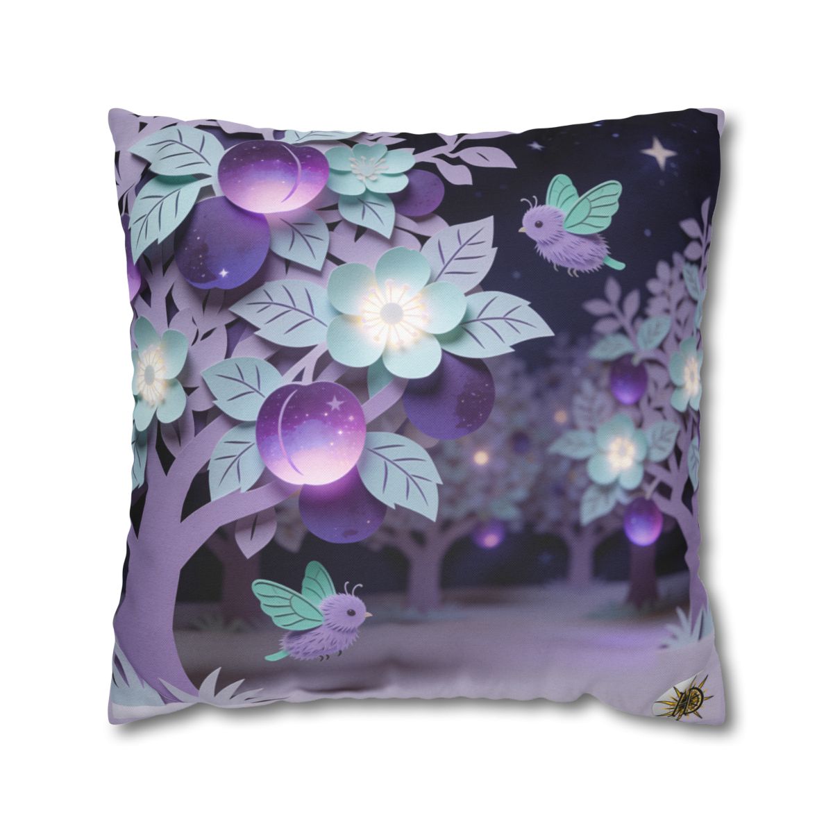 HD Violet Orchard Sprites Square Polyester Pillow Cover — additional view