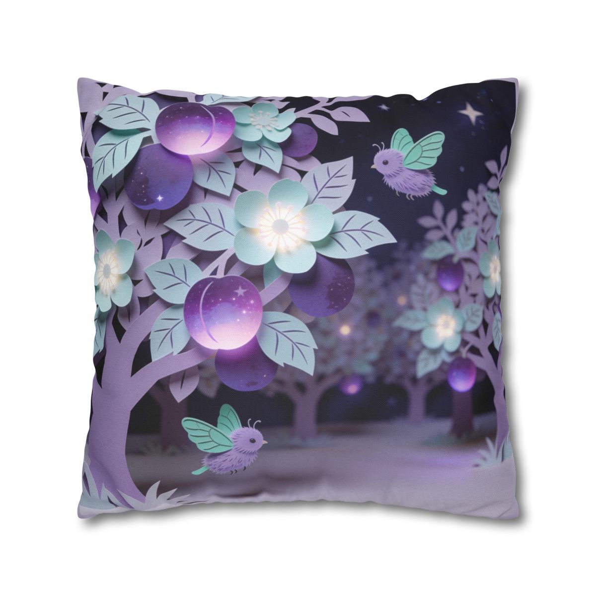 HD Violet Orchard Sprites Square Polyester Pillow Cover — additional view