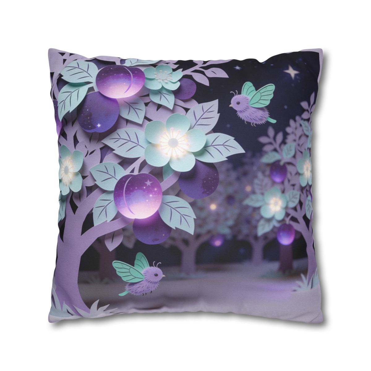 HD Violet Orchard Sprites Square Polyester Pillow Cover — additional view