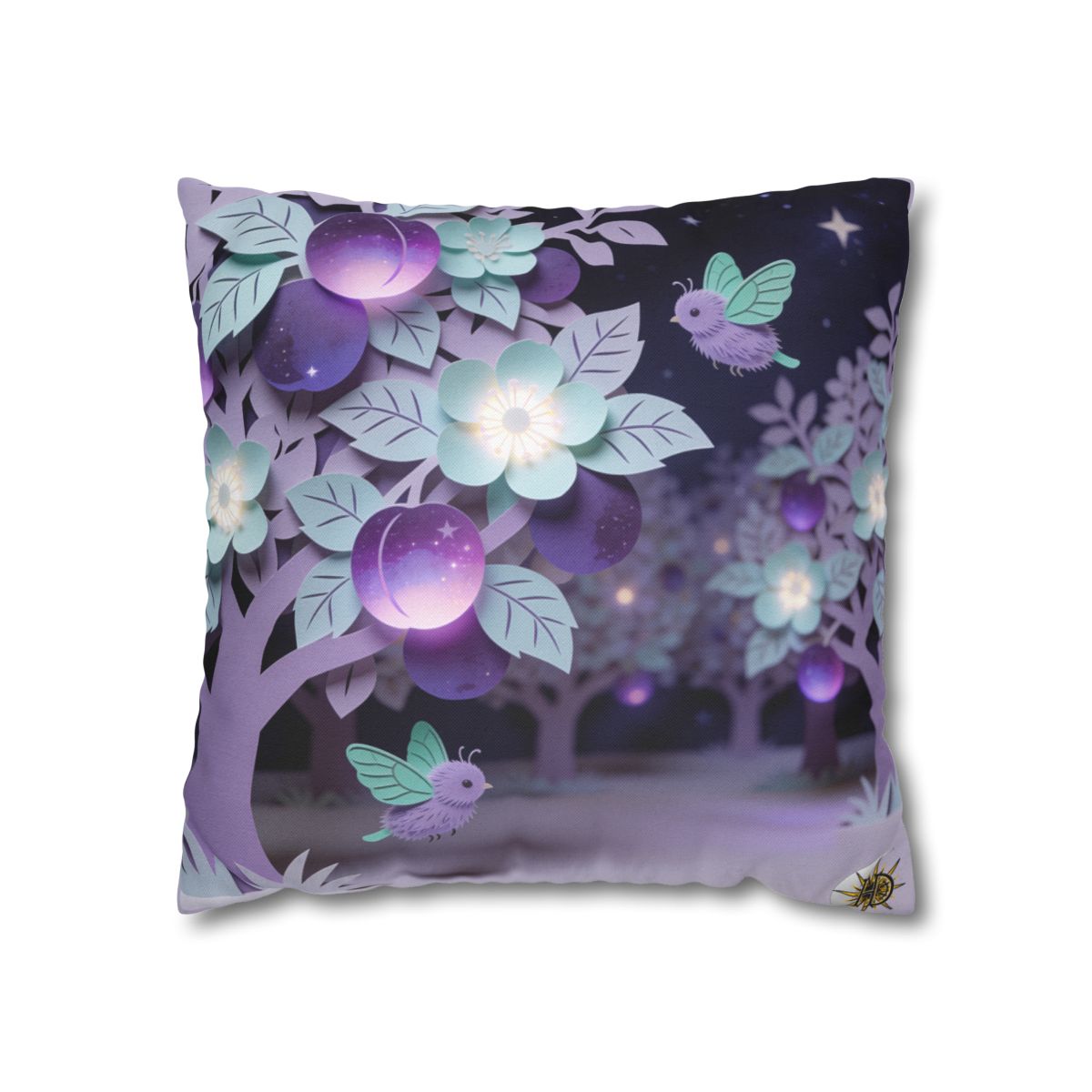 HD Violet Orchard Sprites Square Polyester Pillow Cover — additional view