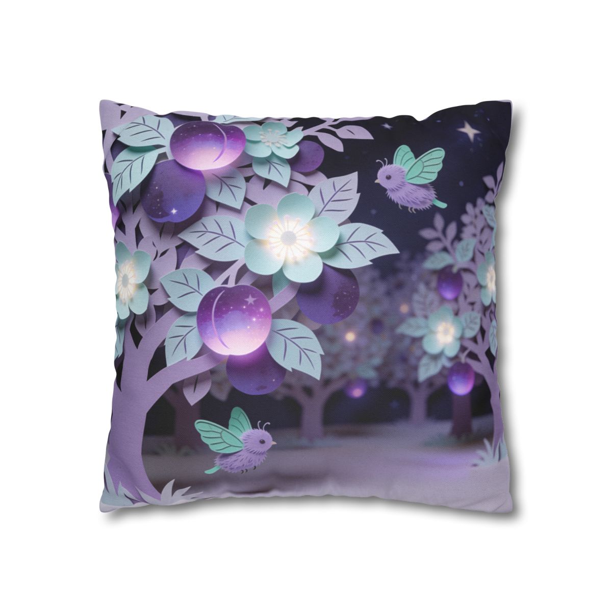HD Violet Orchard Sprites Square Polyester Pillow Cover — additional view