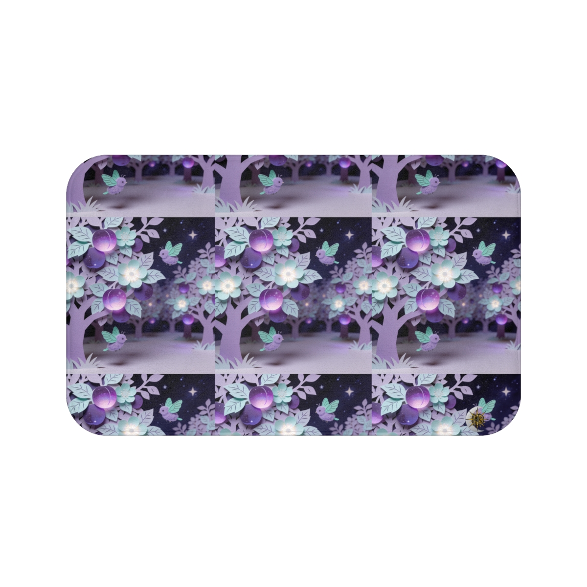 HD Violet Orchard Sprites Memory-Foam Bath Mat