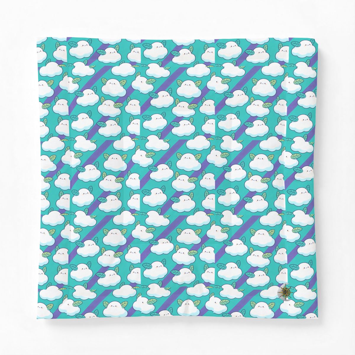 HD Azure Leafclouds Cotton-Shell Comforter — additional view