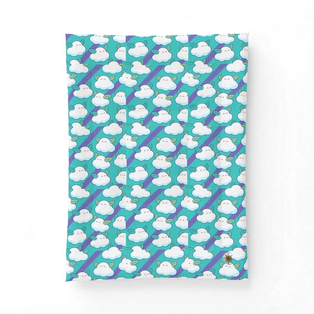 HD Azure Leafclouds Cotton-Shell Comforter — additional view