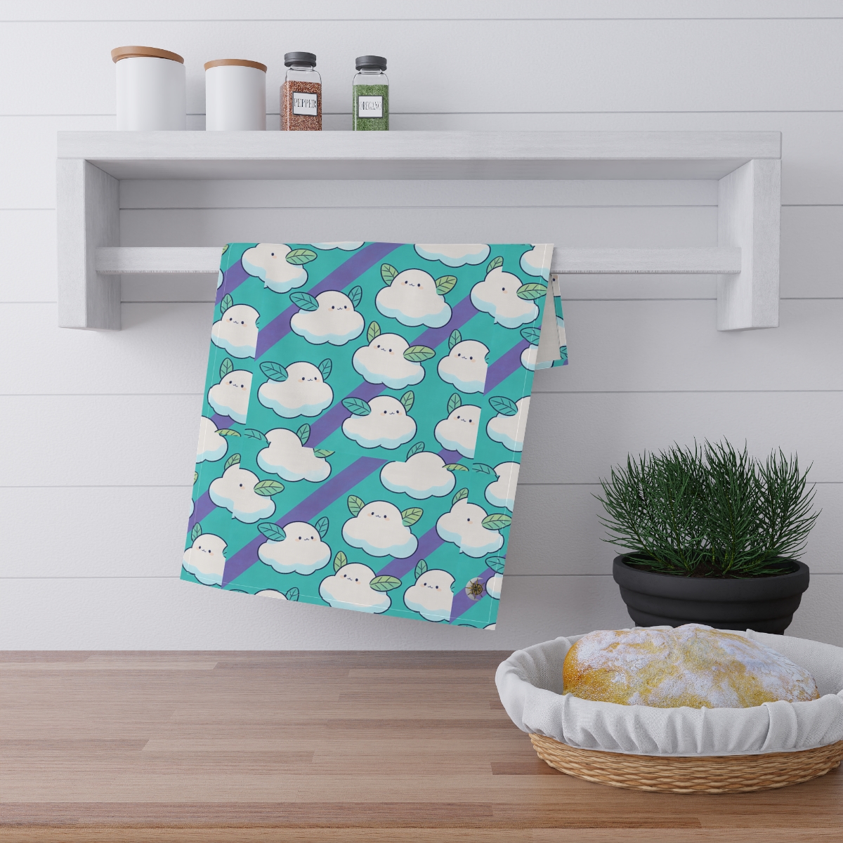 HD Azure Leafclouds 100% Cotton Twill Tea Towel