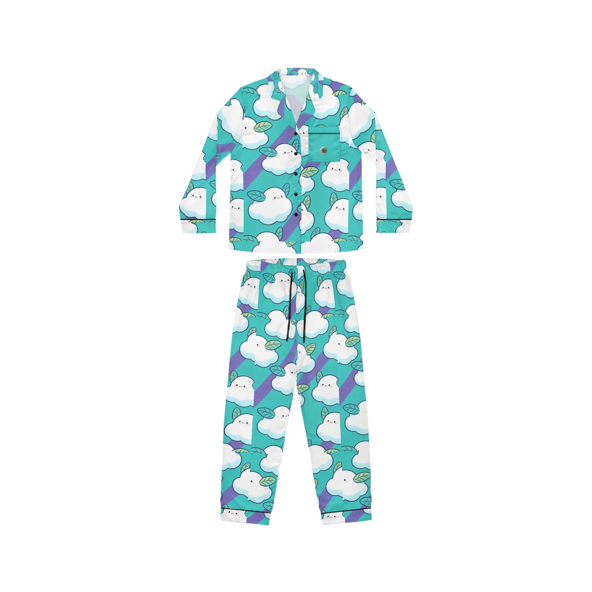 HD Azure Leafclouds Women’s Satin Pajama Set