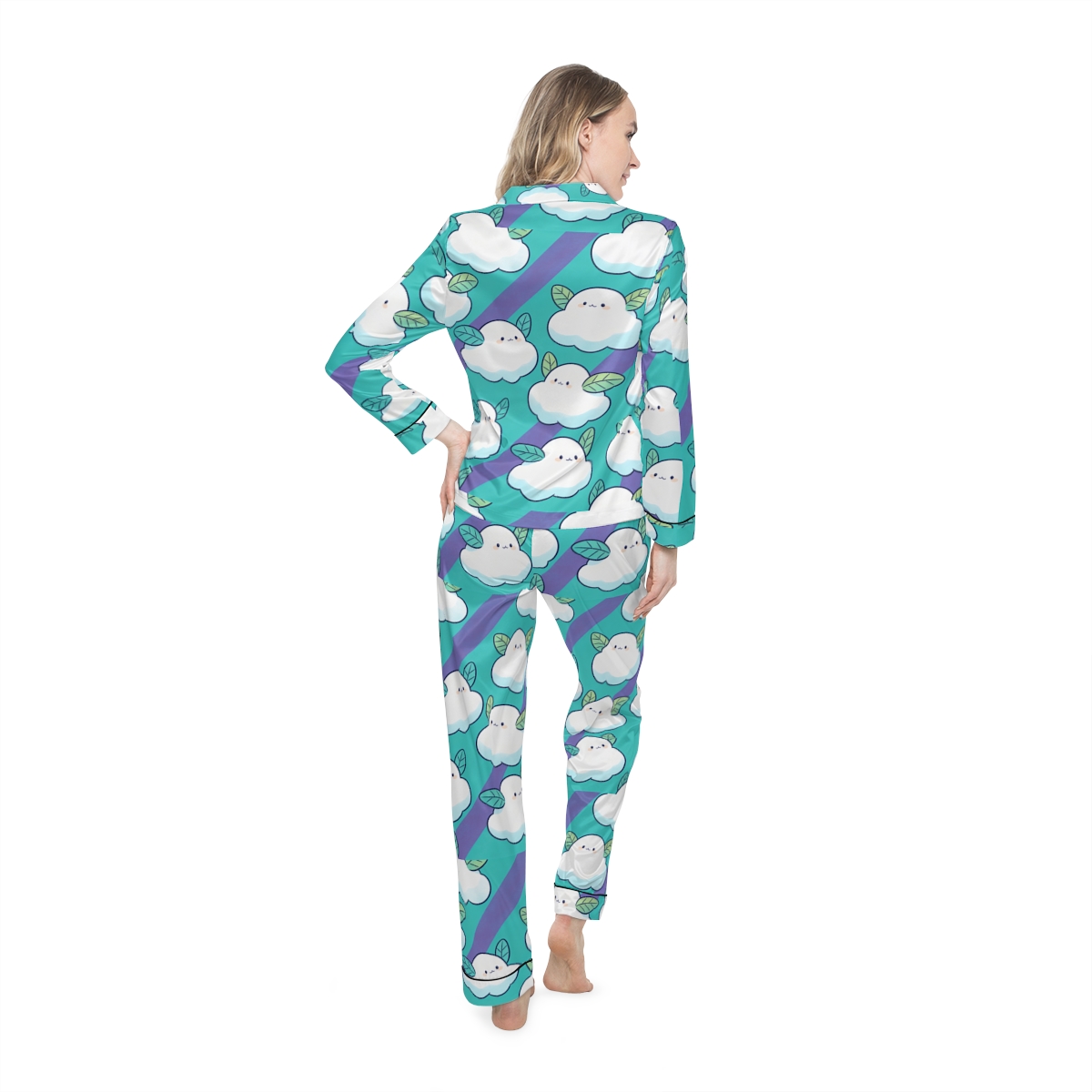HD Azure Leafclouds Women’s Satin Pajama Set — additional view
