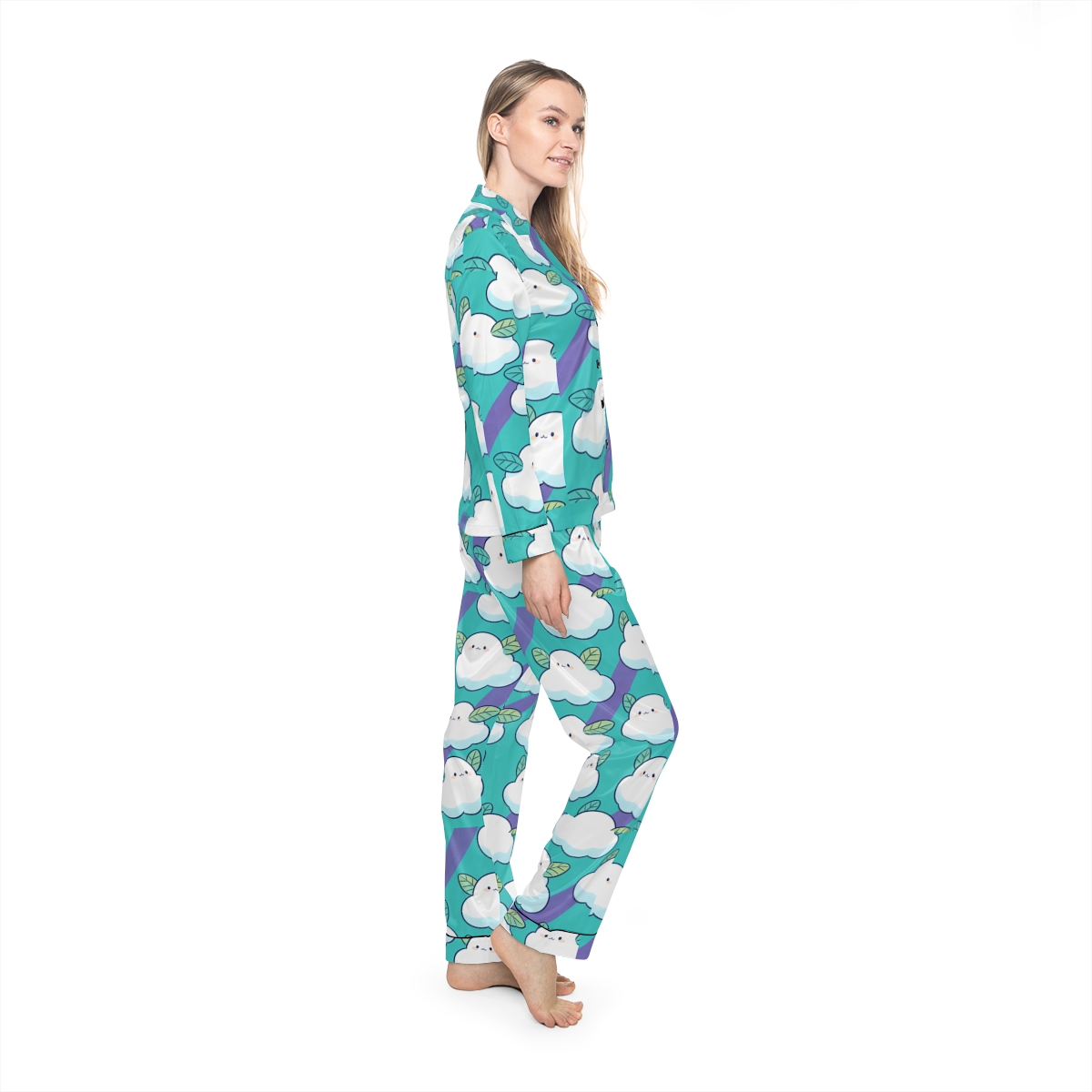 HD Azure Leafclouds Women’s Satin Pajama Set — additional view