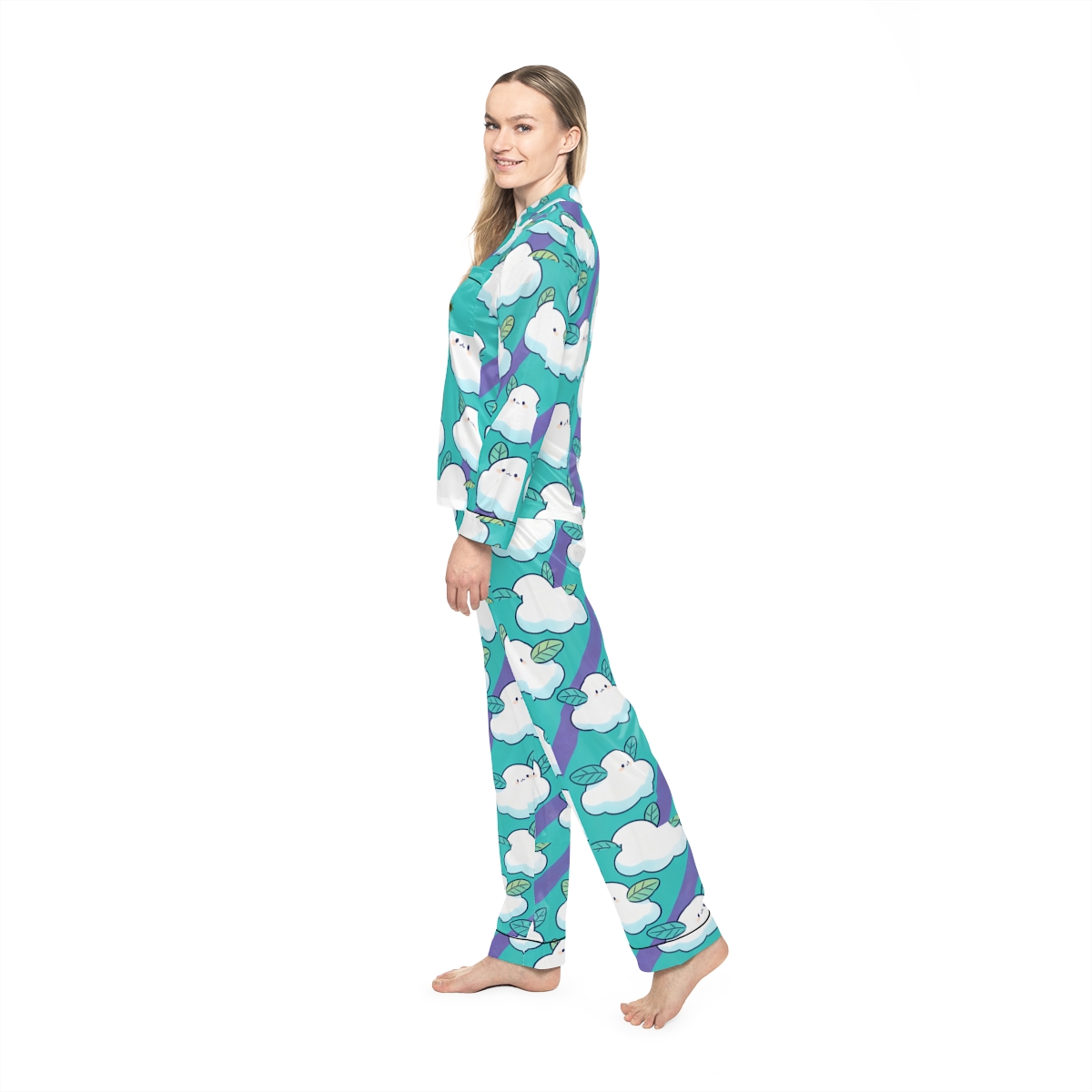 HD Azure Leafclouds Women’s Satin Pajama Set — additional view