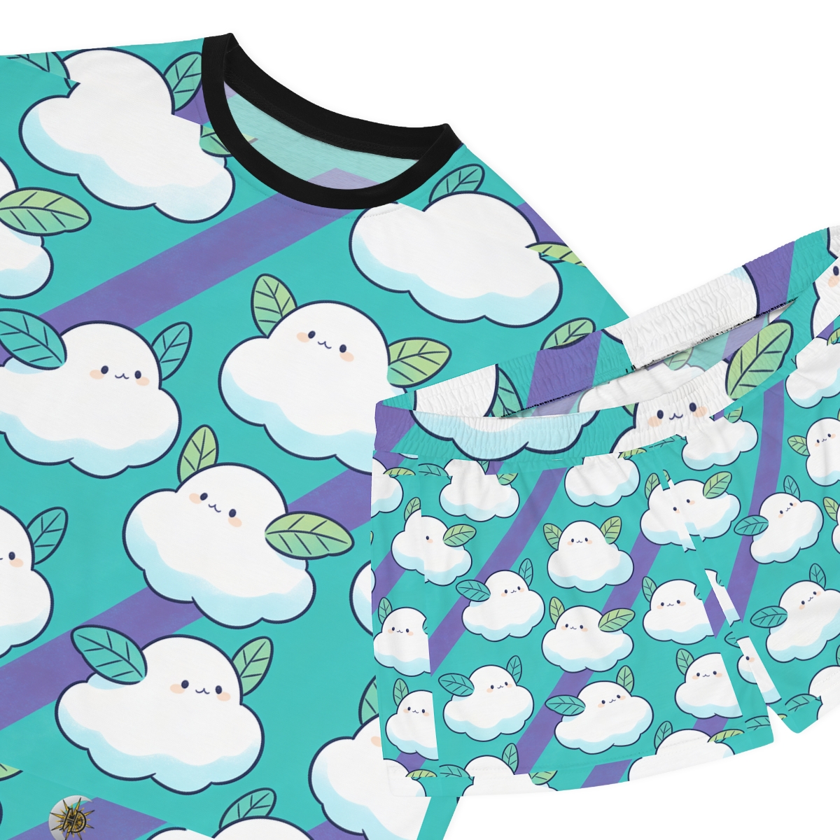 HD Azure Leafclouds Women’s Short Pajama Set — additional view