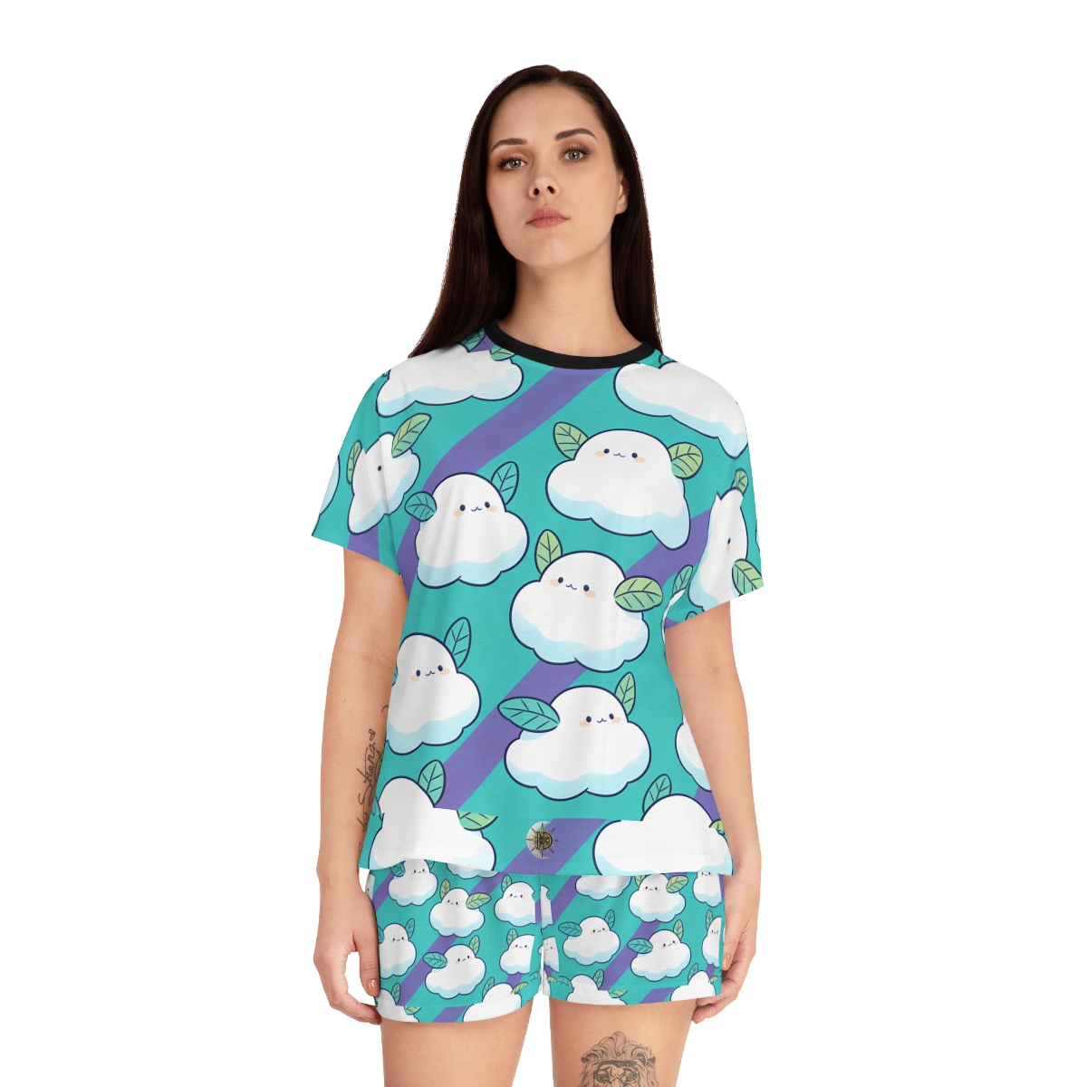 HD Azure Leafclouds Women’s Short Pajama Set — additional view