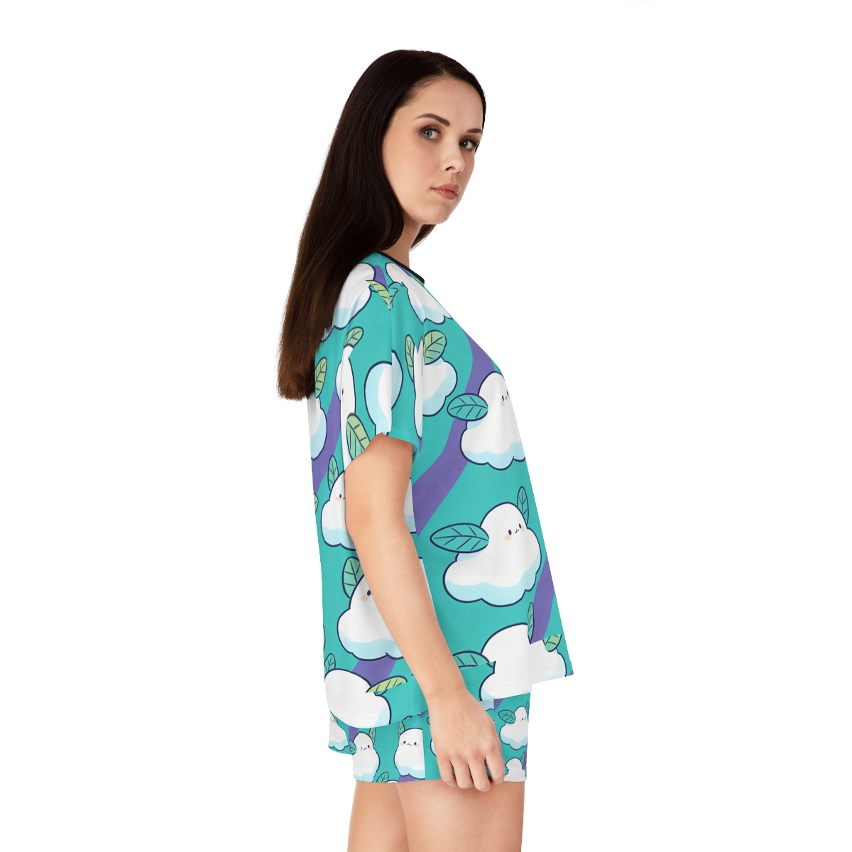 HD Azure Leafclouds Women’s Short Pajama Set — additional view