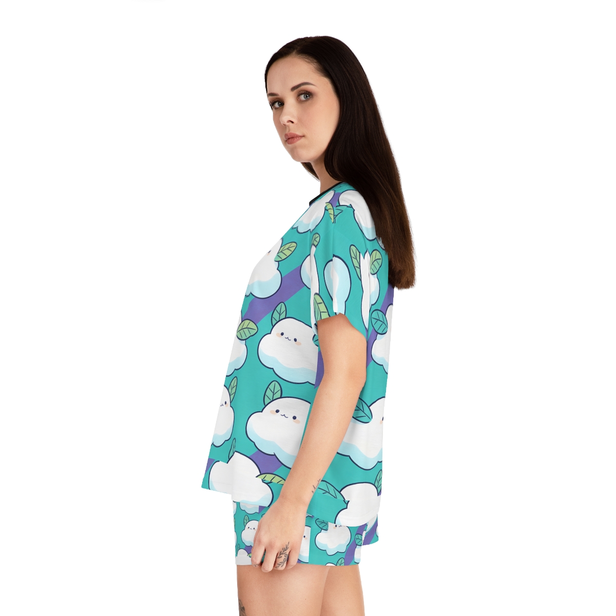 HD Azure Leafclouds Women’s Short Pajama Set — additional view