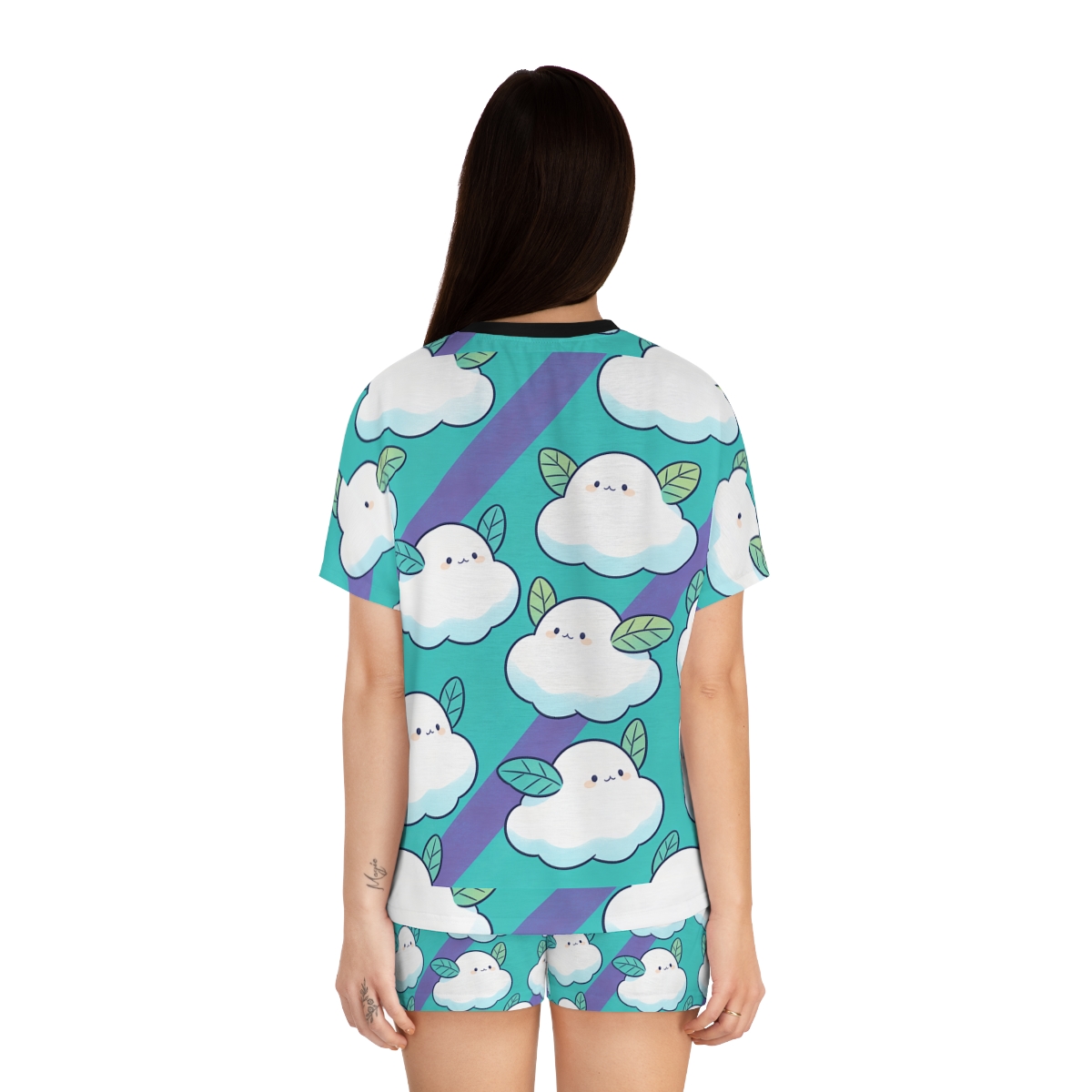HD Azure Leafclouds Women’s Short Pajama Set — additional view