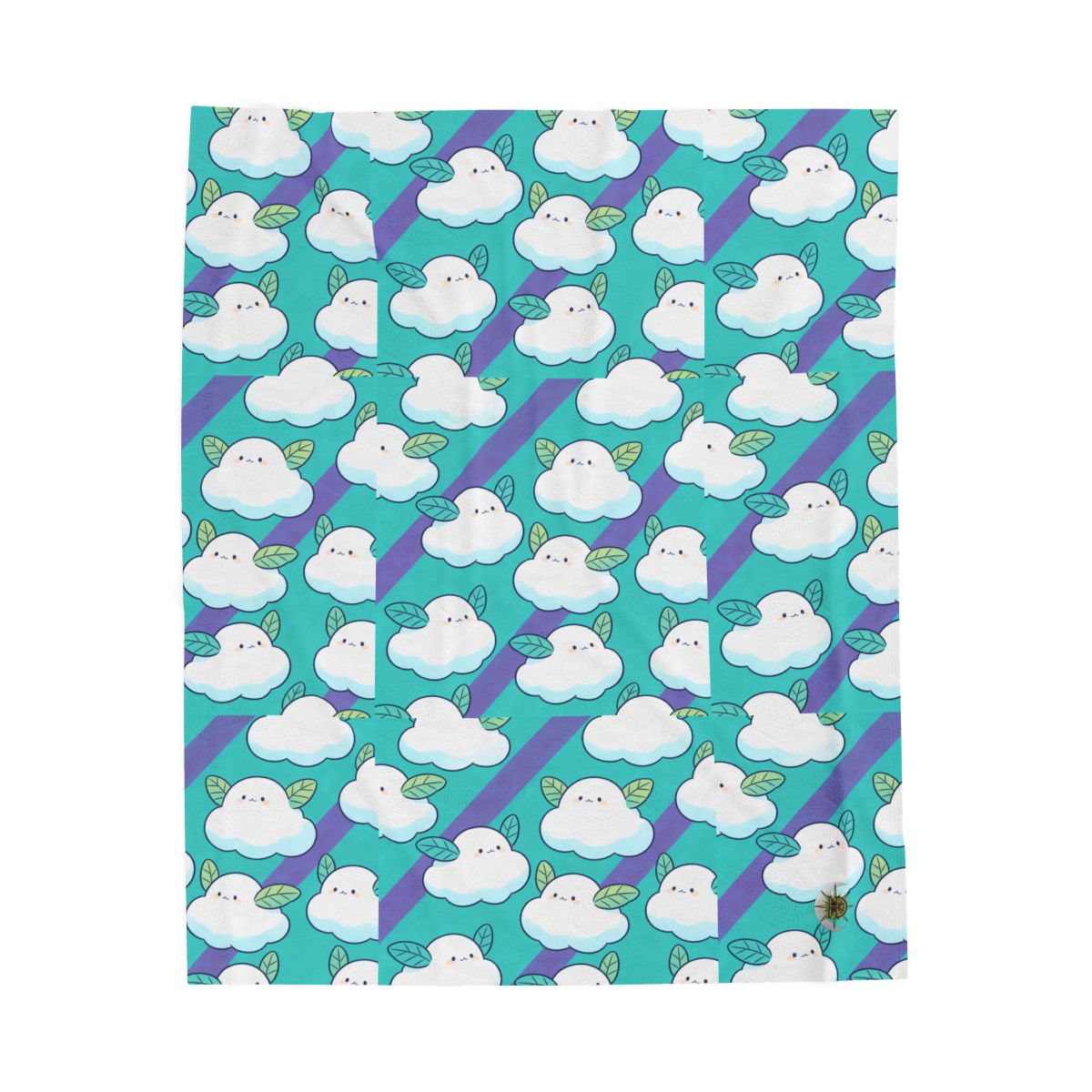 HD Azure Leafclouds Velveteen Plush Blanket — additional view
