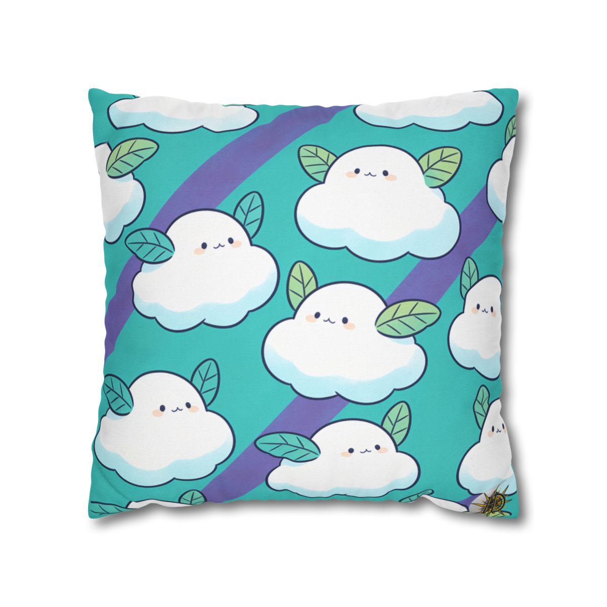 HD Azure Leafclouds Square Polyester Pillow Cover — additional view