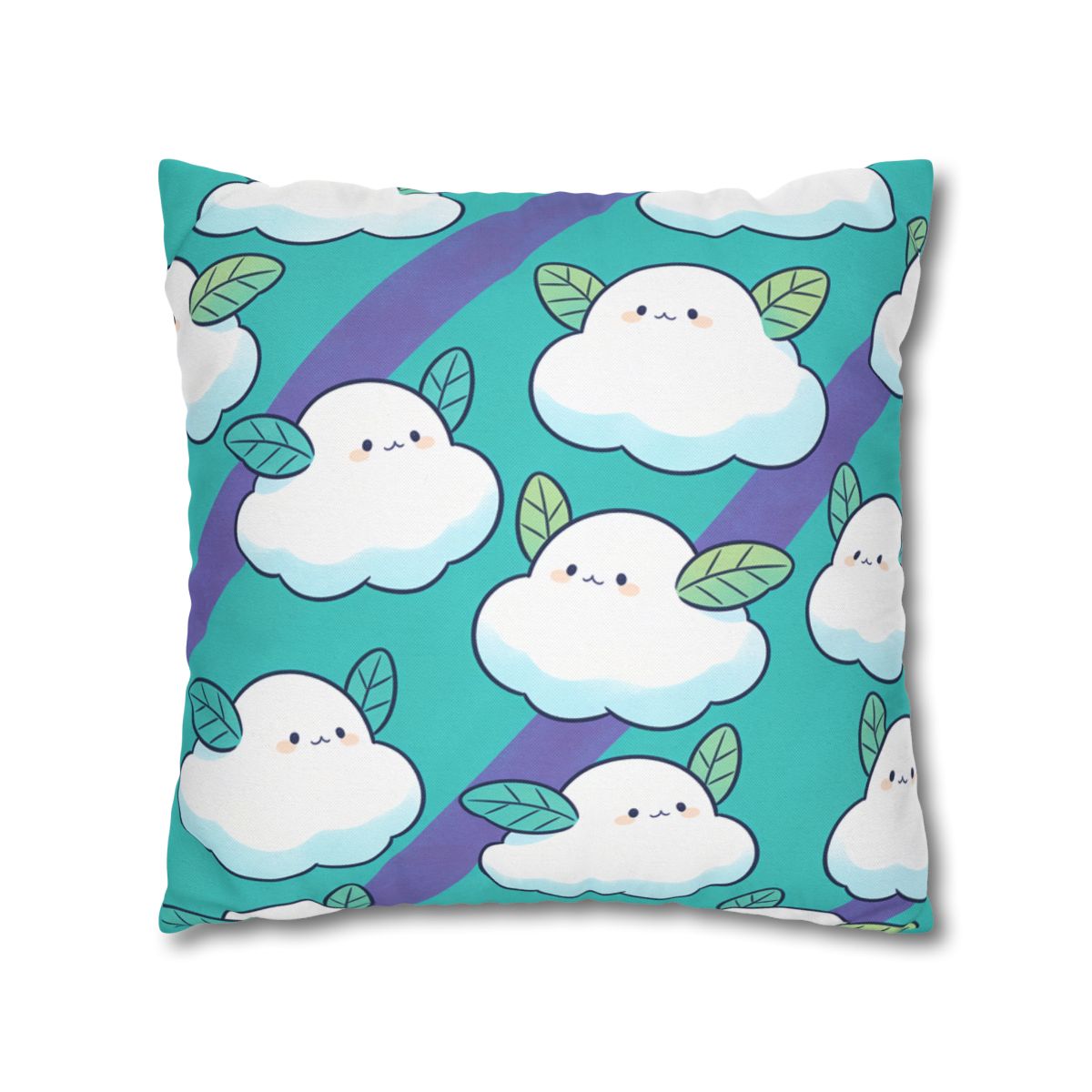 HD Azure Leafclouds Square Polyester Pillow Cover — additional view