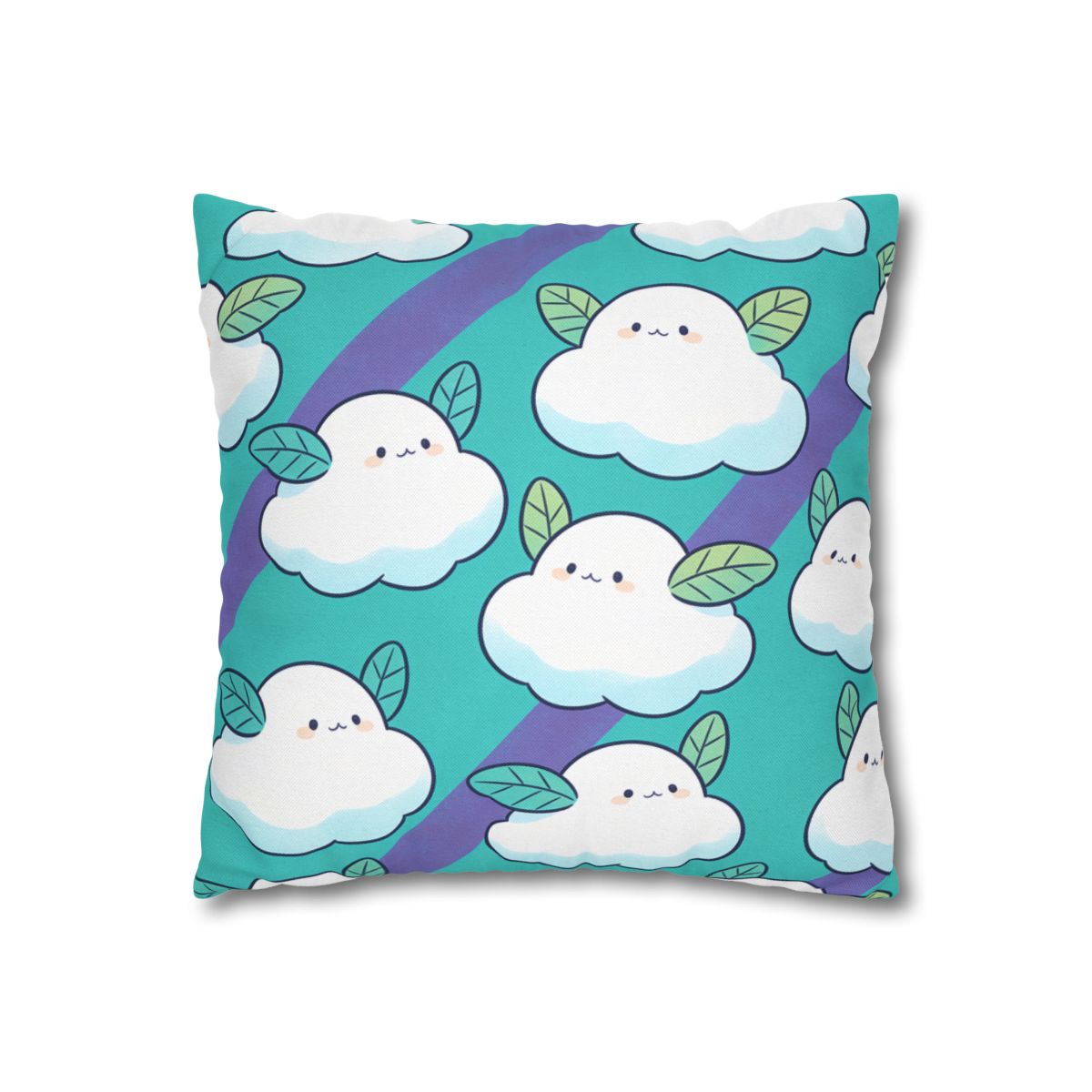 HD Azure Leafclouds Square Polyester Pillow Cover — additional view