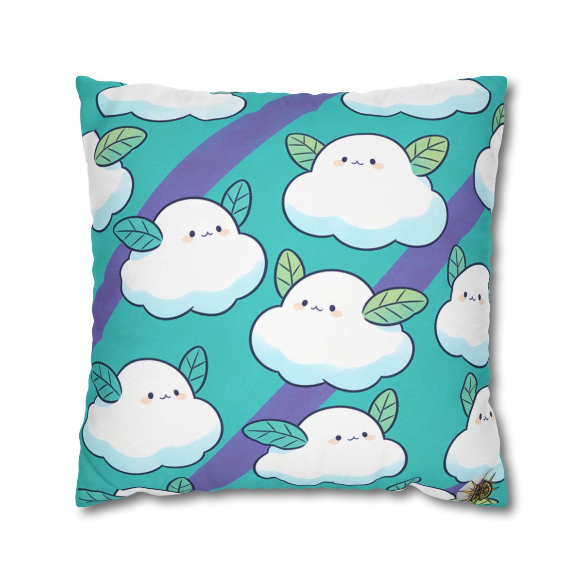 HD Azure Leafclouds Square Polyester Pillow Cover — additional view