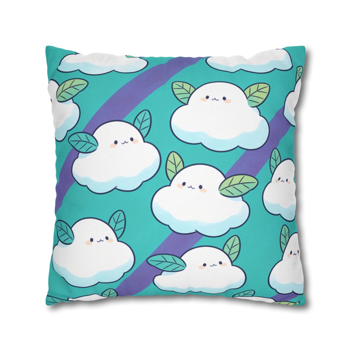 HD Azure Leafclouds Square Polyester Pillow Cover — additional view