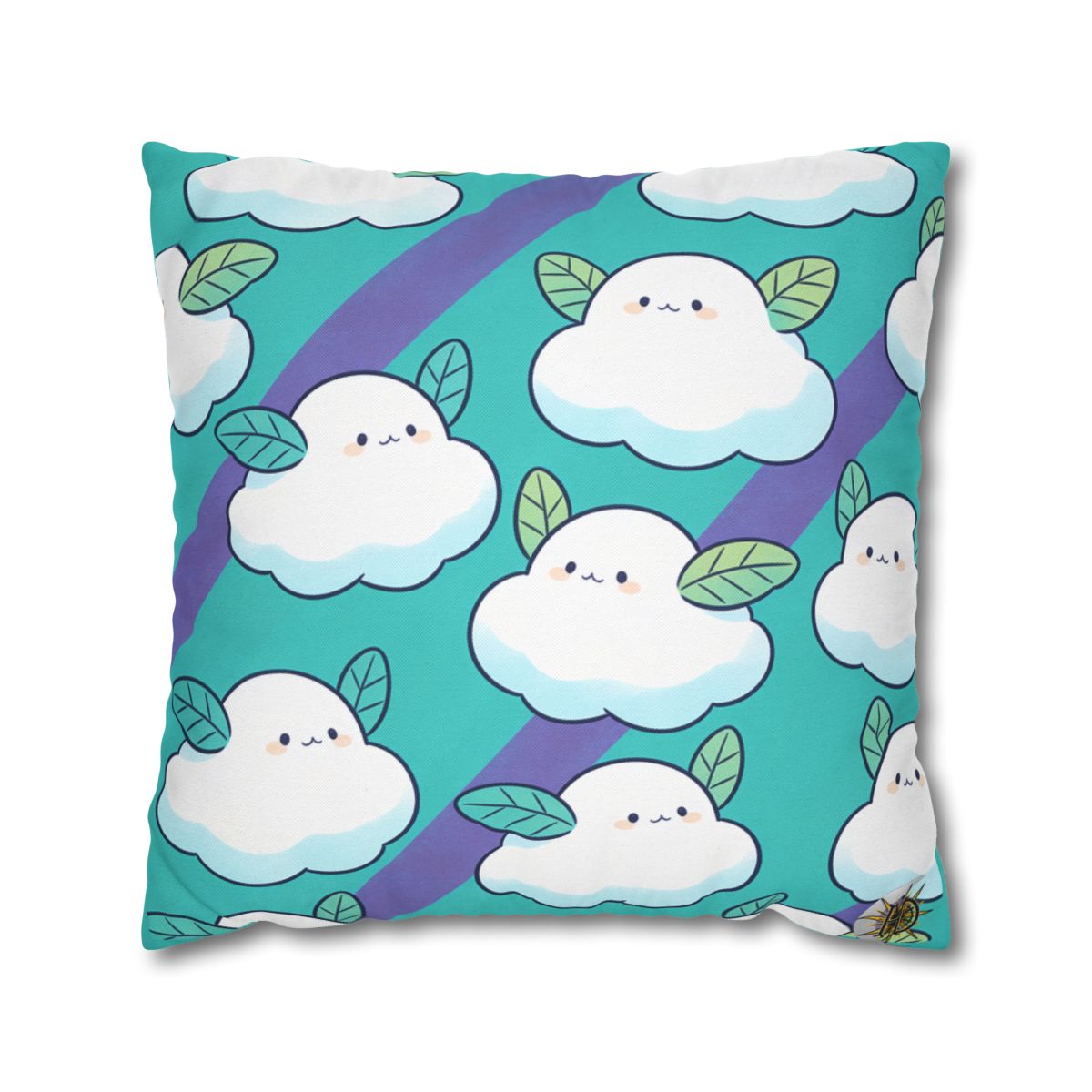HD Azure Leafclouds Square Polyester Pillow Cover — additional view
