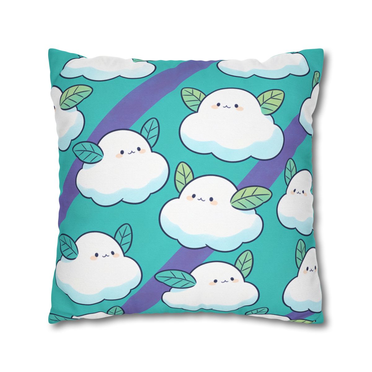 HD Azure Leafclouds Square Polyester Pillow Cover — additional view