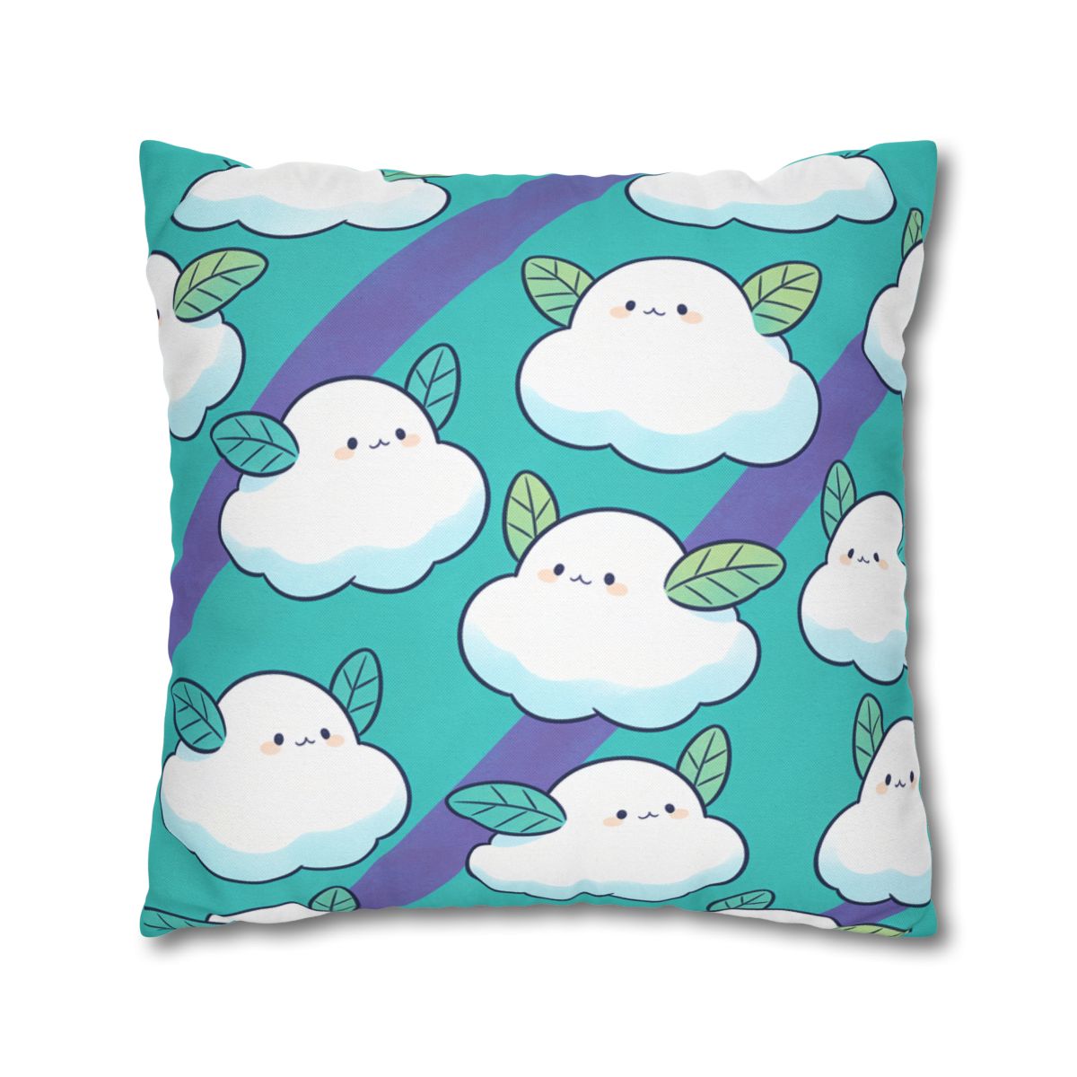 HD Azure Leafclouds Square Polyester Pillow Cover — additional view