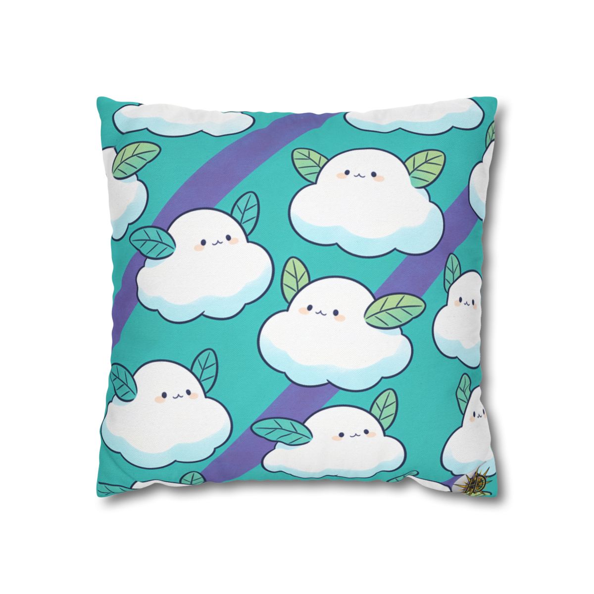 HD Azure Leafclouds Square Polyester Pillow Cover — additional view