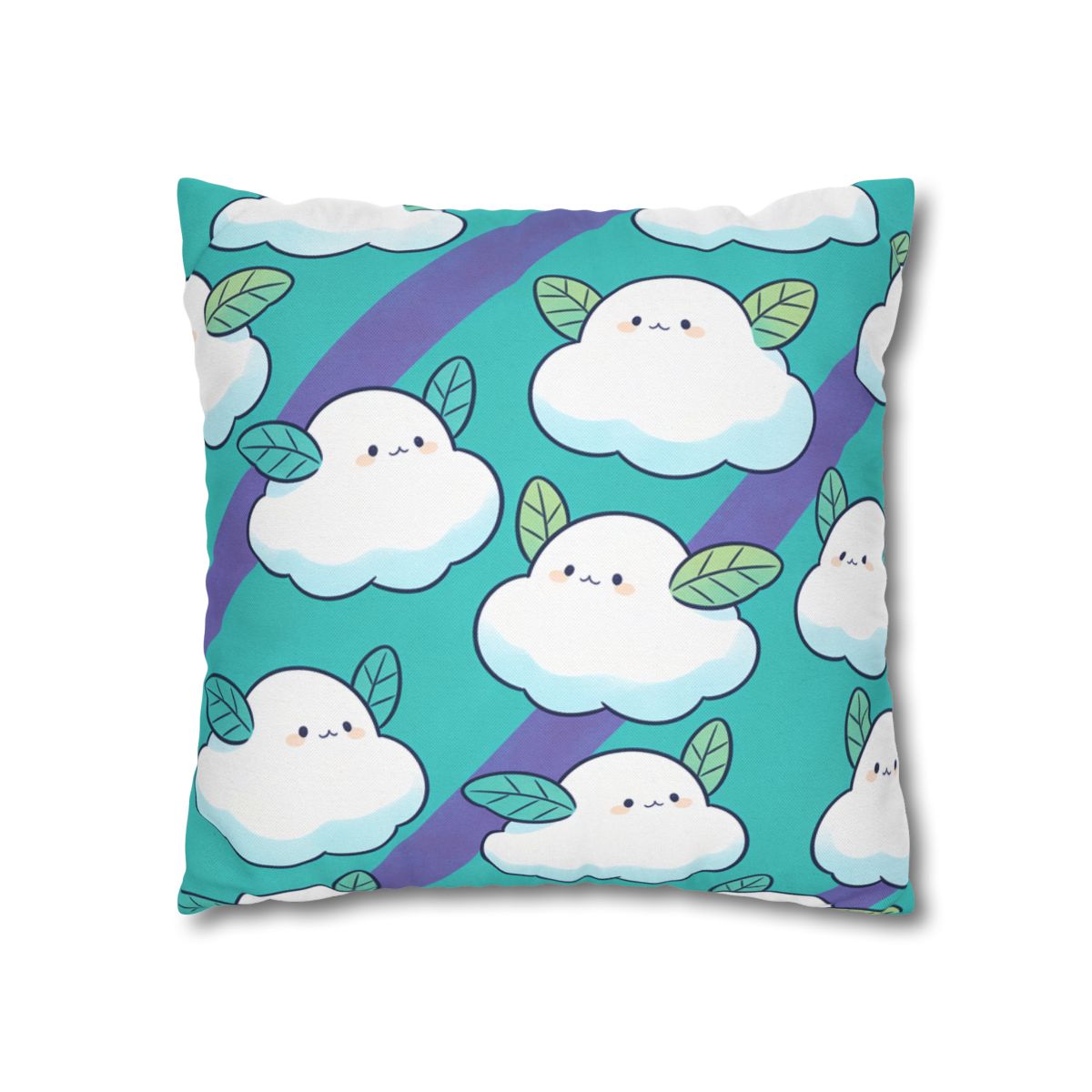 HD Azure Leafclouds Square Polyester Pillow Cover — additional view