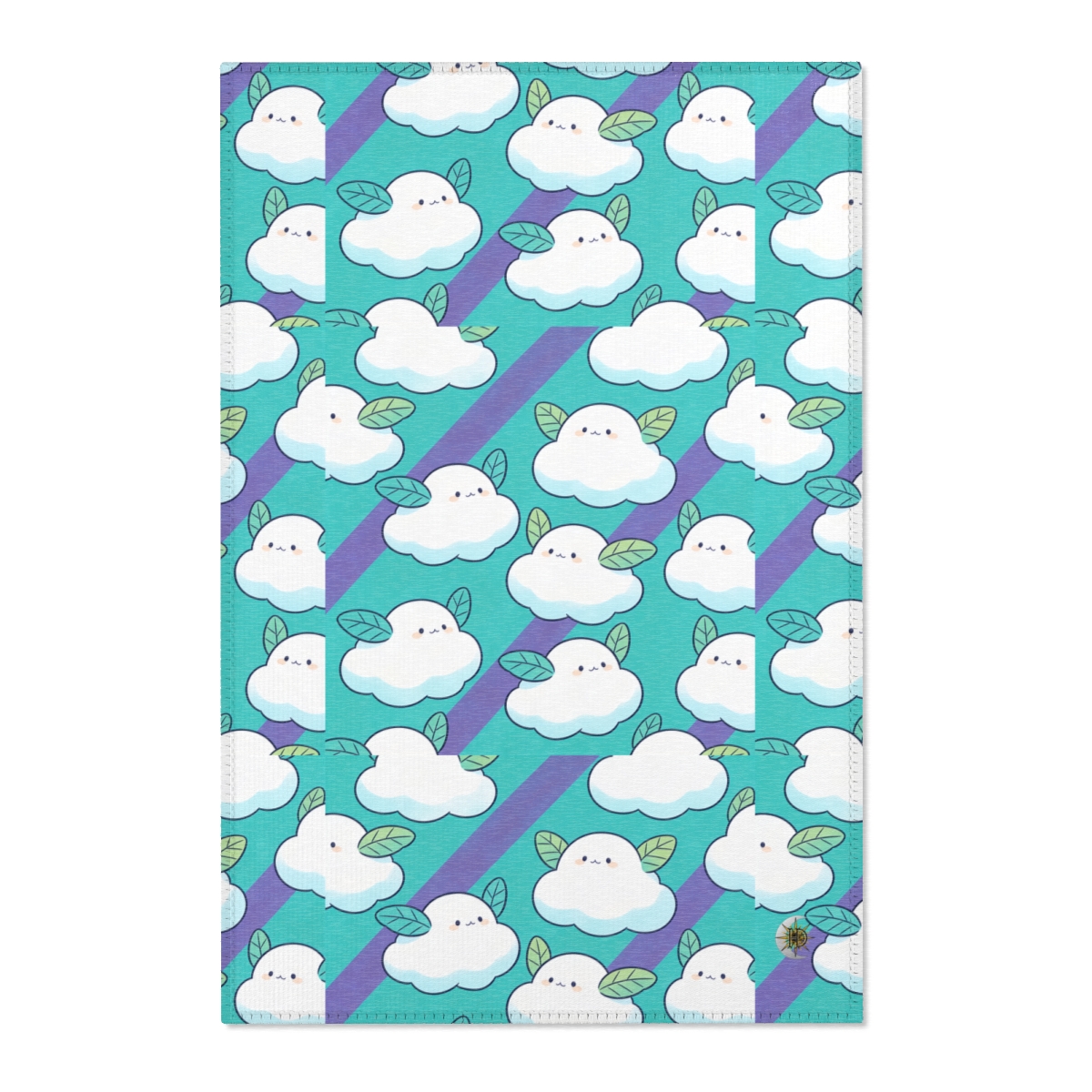 HD Azure Leafclouds Polyester Chenille Area Rug